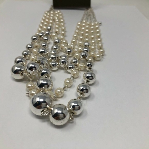 Daisy Fuentes Jewelry - Daisy Fuentes 4 Strand Pearl Silver Bead Necklace Layered